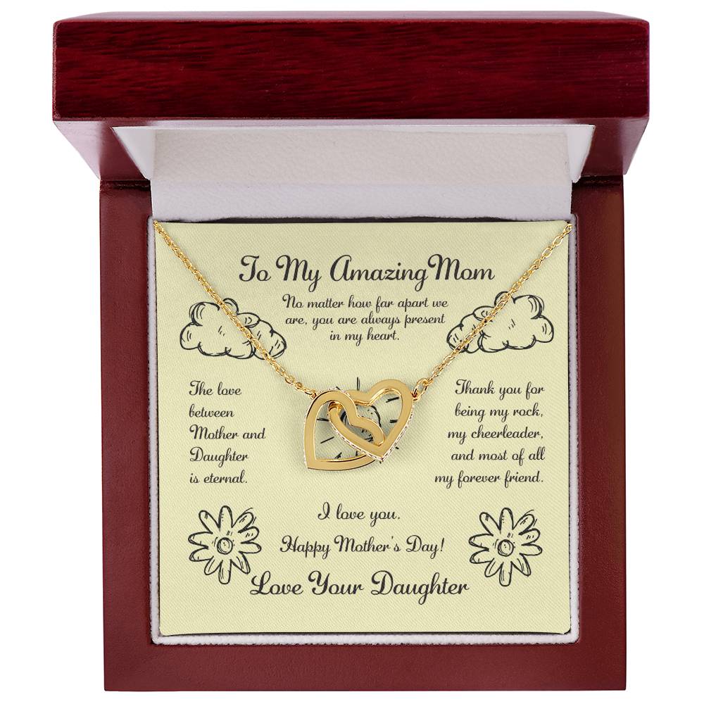 To My Amazing Mom Interlocking Hearts Necklace