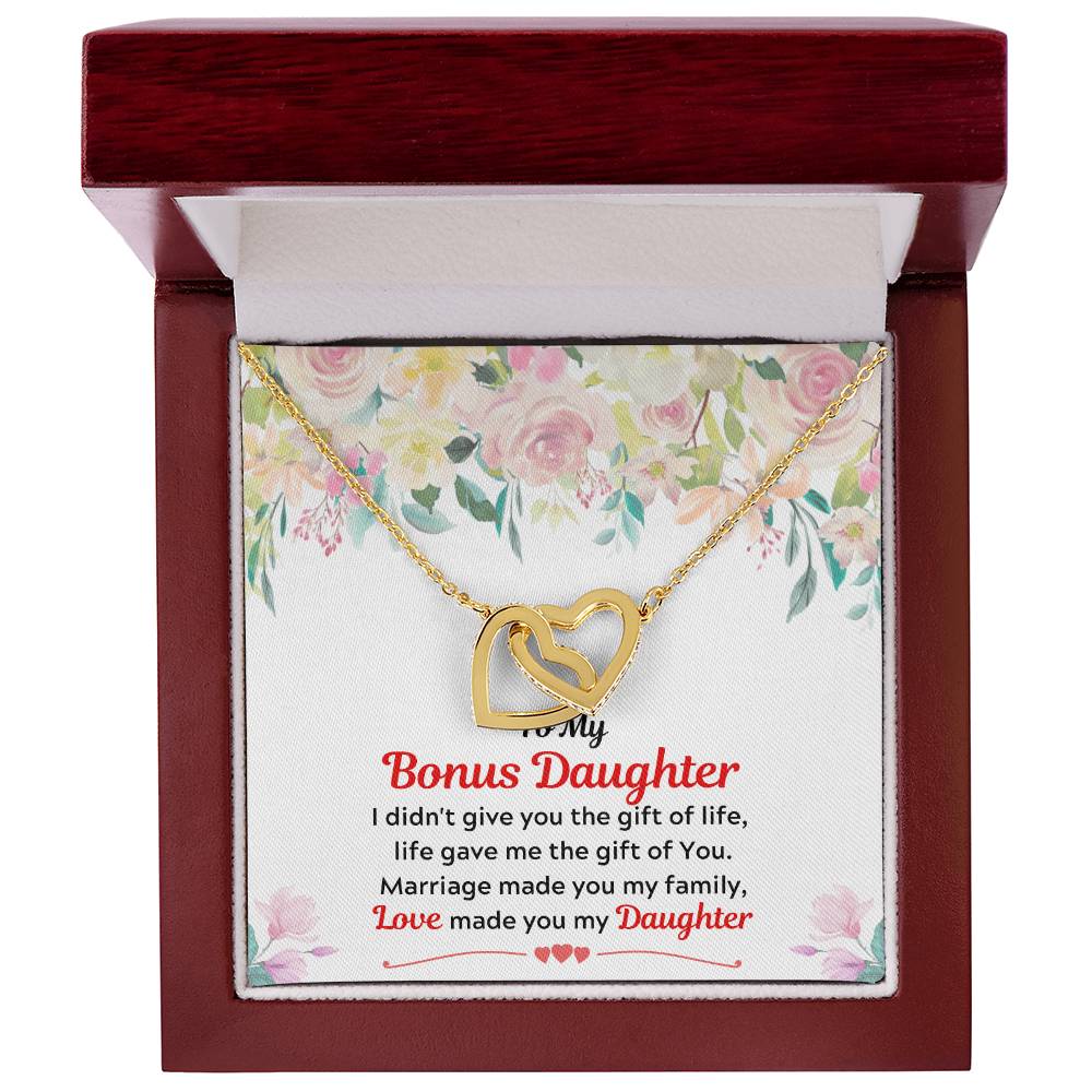 To My Bonus Daughter Interlocking Hearts Necklace
