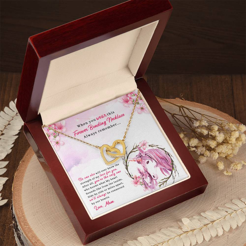 To My Daughter - Unique Heart Bonding Necklace Gift Set Interlocking Hearts Necklace