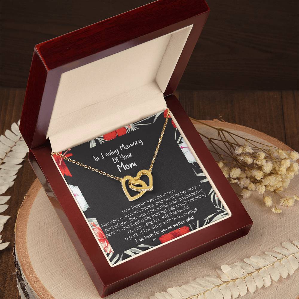 Loving Memory Of Your Mom - Sympathy Heart Necklace Interlocking Hearts Necklace