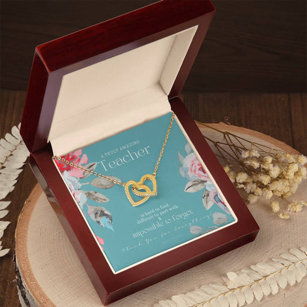 Teacher Gift Gift For Teacher Necklace A Truly Amazing Teacher Appreciation Gift Interlocking Hearts Necklace