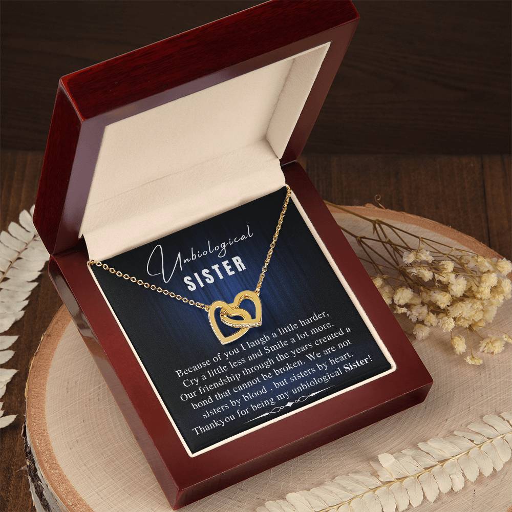 Unbiological Sister Necklace Soul Sister Sorority Sister Sister In Law Necklace Step Sister Gift Jewelry Tray Sister Necklace Interlocking Hearts Necklace