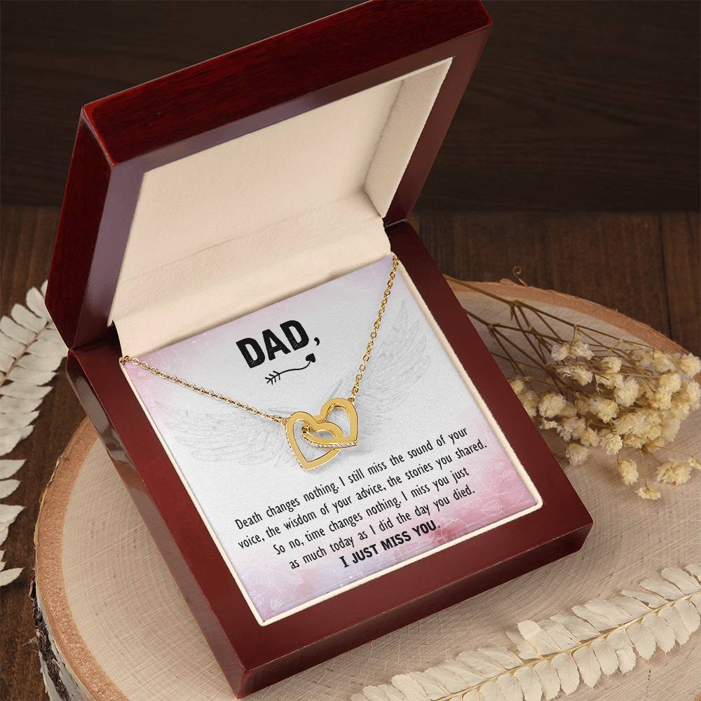 Personal Father Memorial Remember Dad Necklace Gift For Loss Dad Angel Wing Condolence Jewelry Grieving Friend Gift Interlocking Hearts Necklace