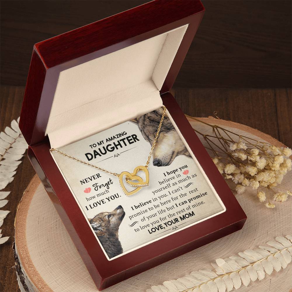 Daughter - Never Forget - Interlocking Hearts Necklace