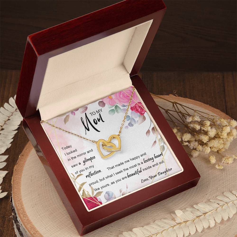 Limited Quantity Mother'S Day Gifts From Daughter Birthday Gifts For Mom Reflection Interlocking Hearts Necklace