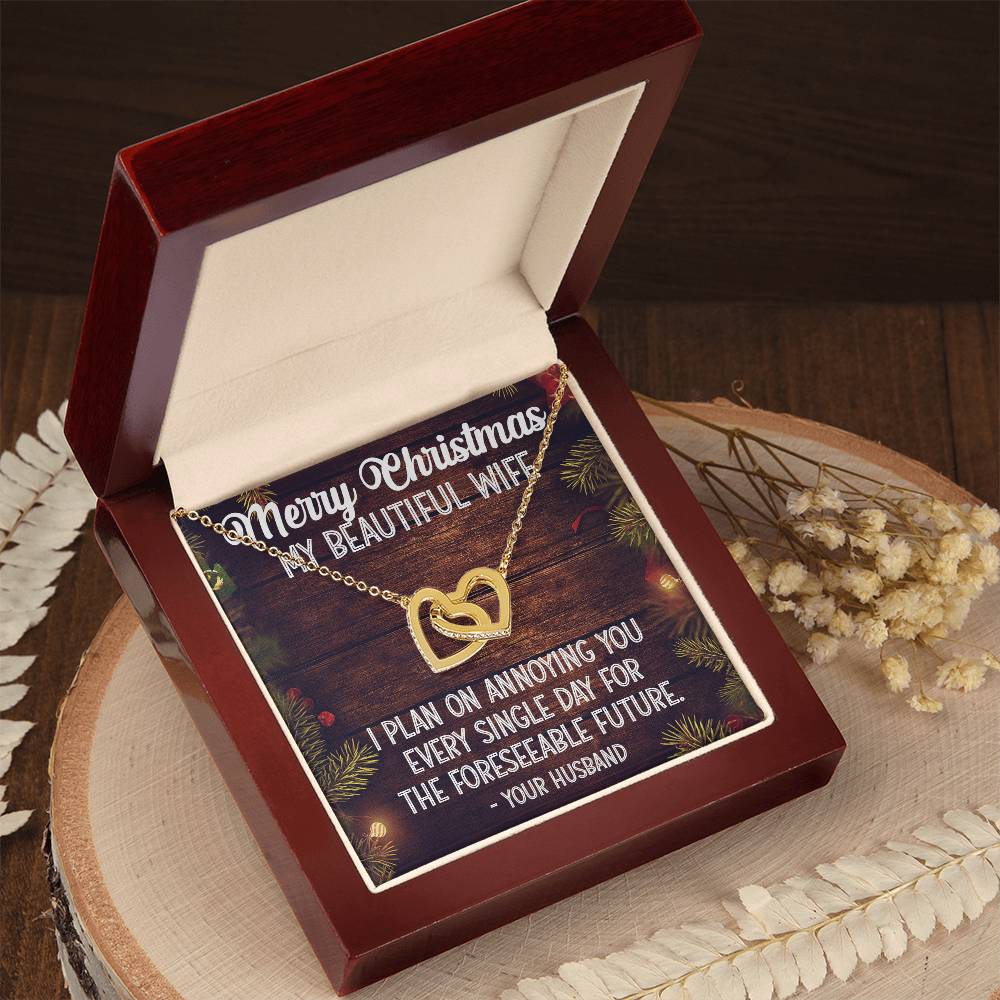 Christmas Gift For Wife Interlocking Hearts Necklace