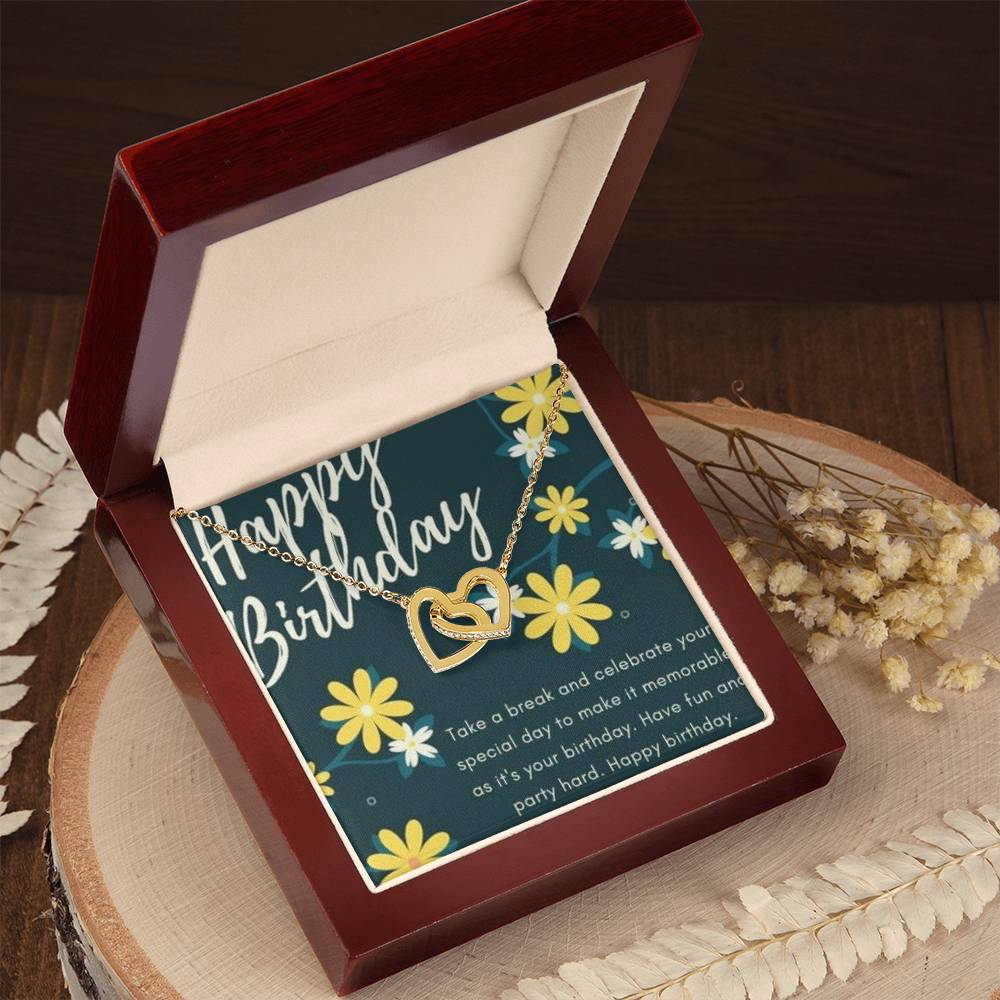 Birthday To My Daughter Interlocking Hearts Necklace