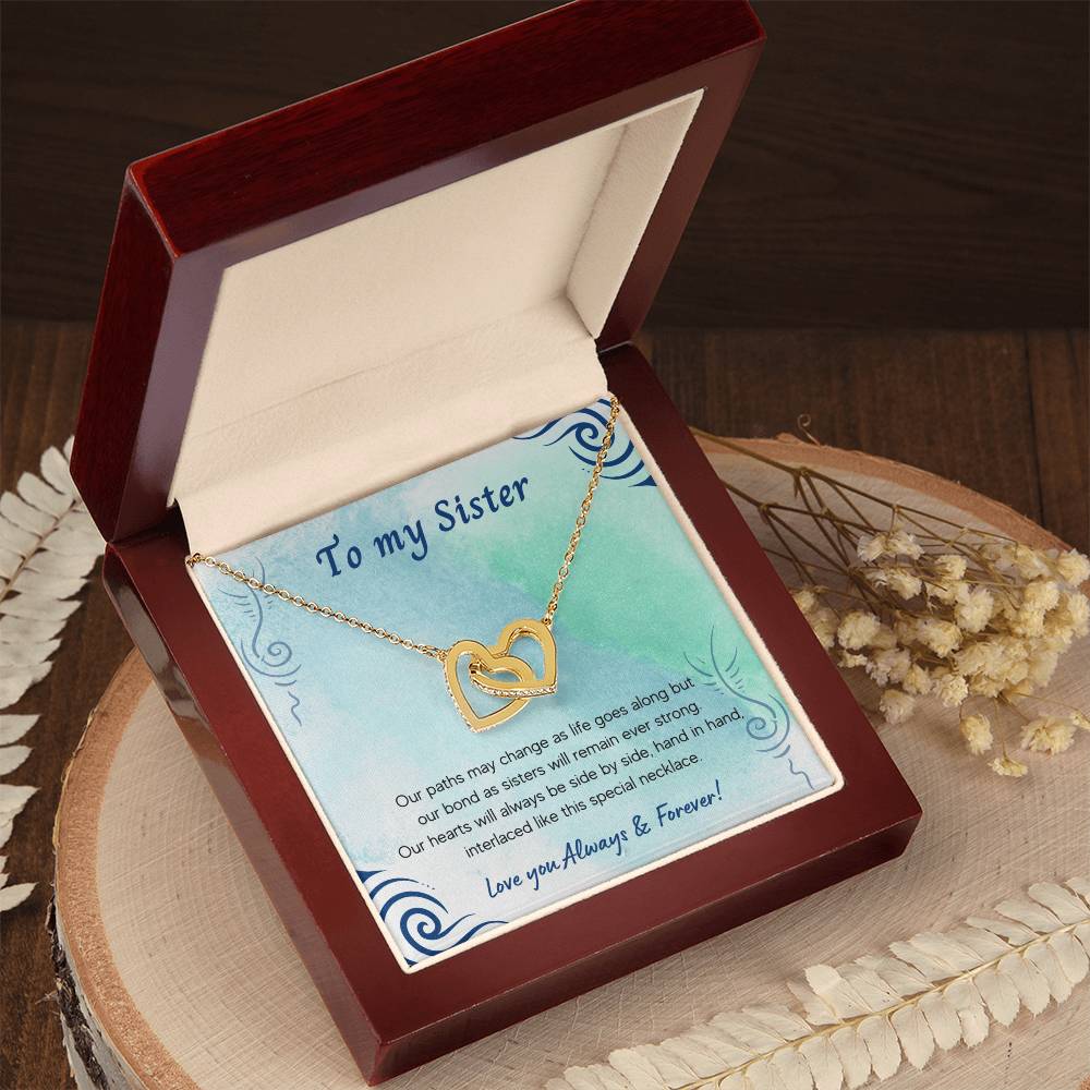 To My Sister Interlocking Hearts Necklace