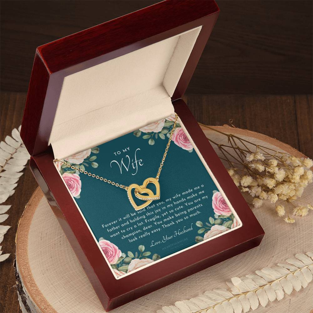 Postpartum Gift For Wife Gift For Wife Post Pregnancy Becoming A Mother Gift Gift For Wife Birth Wife After Pregnancy Necklace Wife Becoming A Mom Interlocking Hearts Necklace