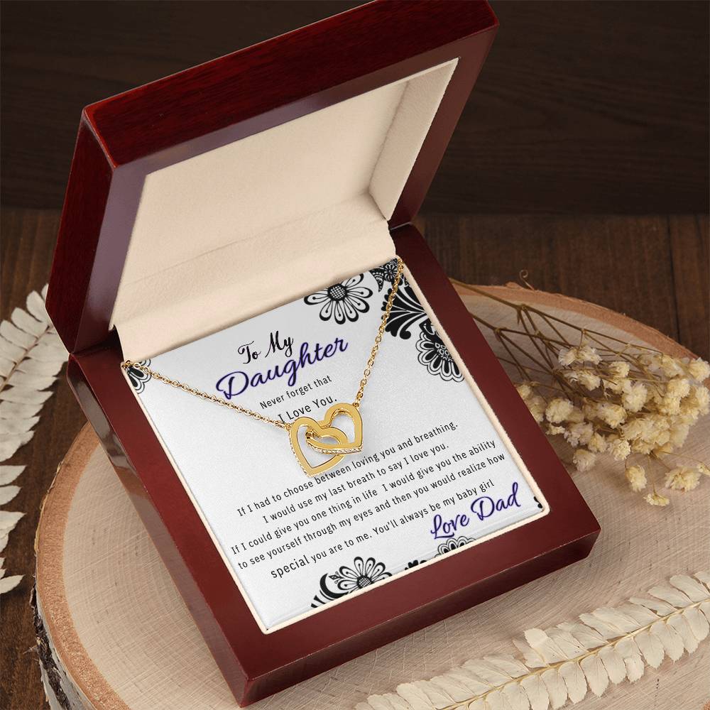 Saleto My Daughter Never Forget I Love You Necklace Interlocking Hearts Necklace