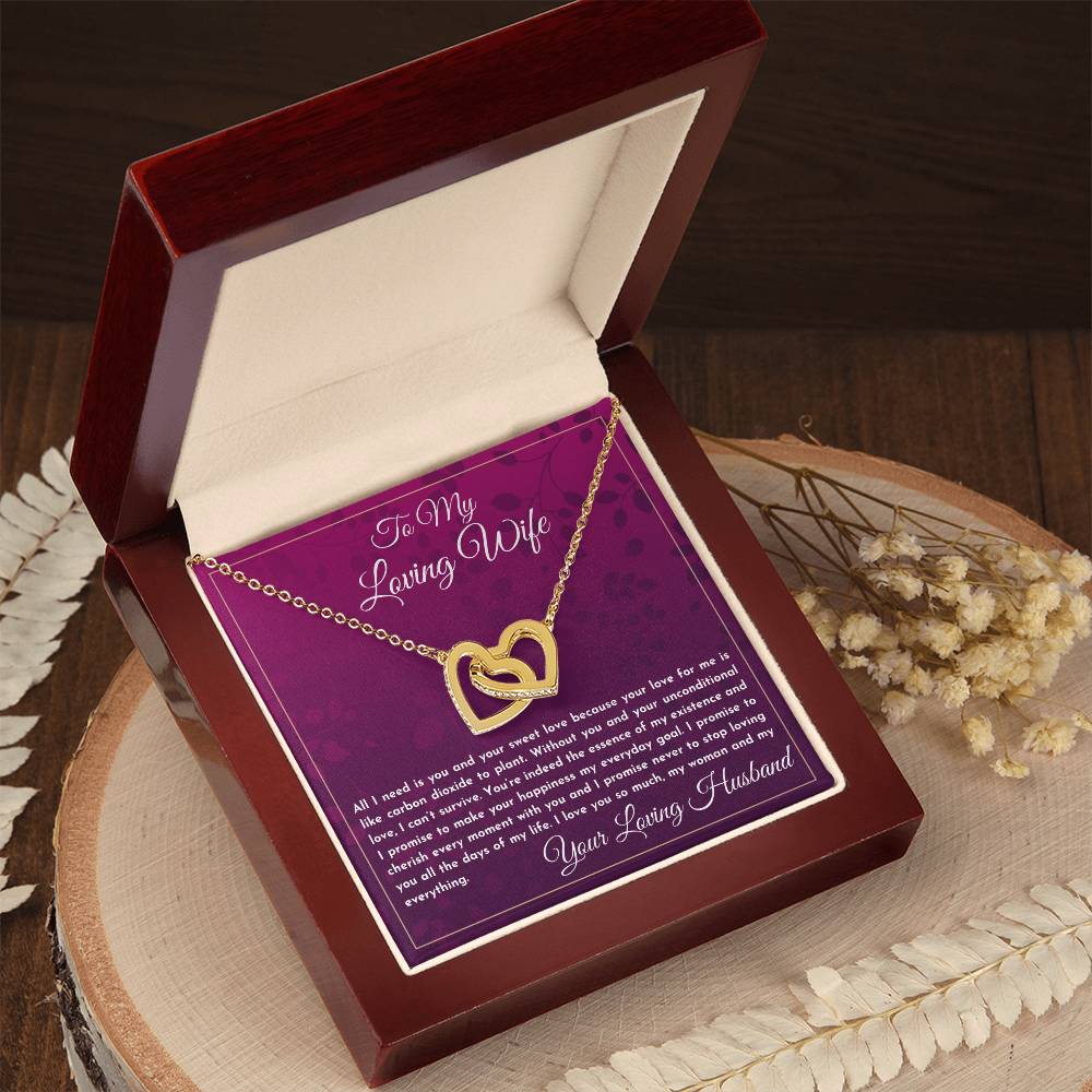 Gift For Wife All I Need Is You And Your Sweet Love Interlocking Hearts Necklace