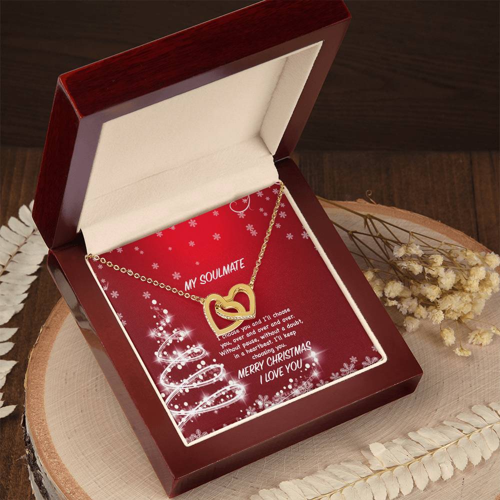 My Soulmate - I Choose You And I'Ll Keep Choosing You Interlocking Hearts Necklace