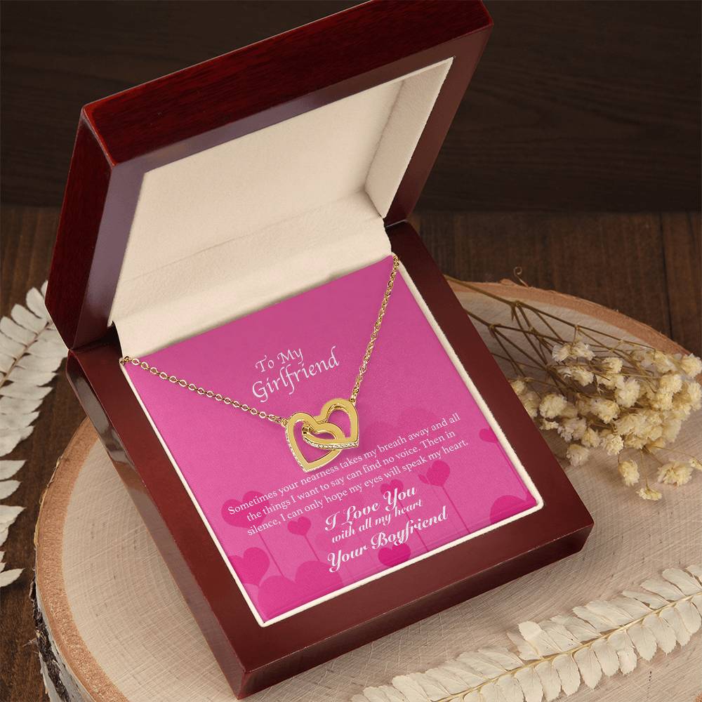 To My Girlfriend - You Take My Breath Away - Hearts Necklace Interlocking Hearts Necklace