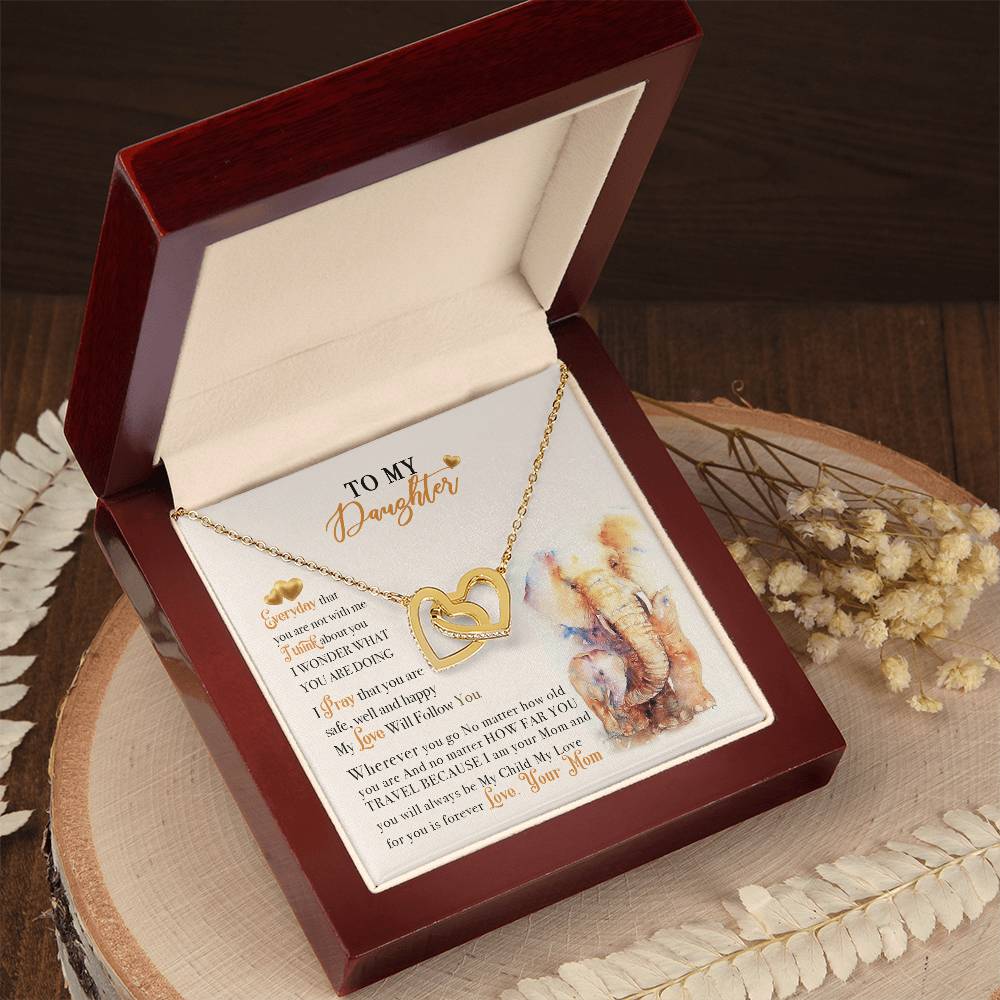 To My Daughter Necklace From Elephant Mom Interlocking Hearts Necklace