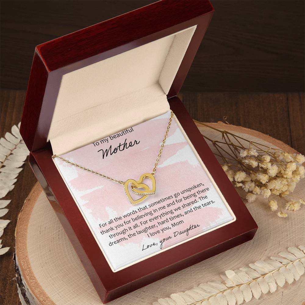 To My Beautiful Mother Interlocking Hearts Necklace