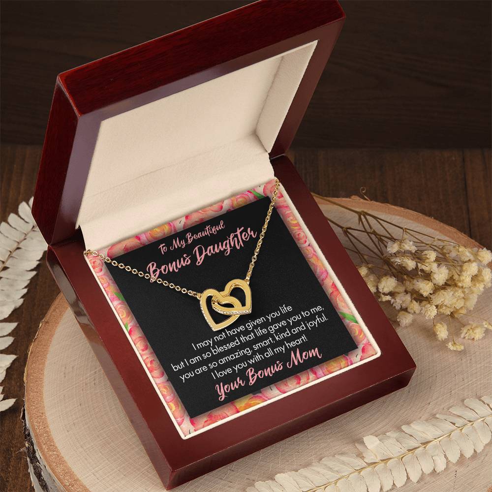 My Beautiful Bonus Daughter Interlocking Hearts Necklace
