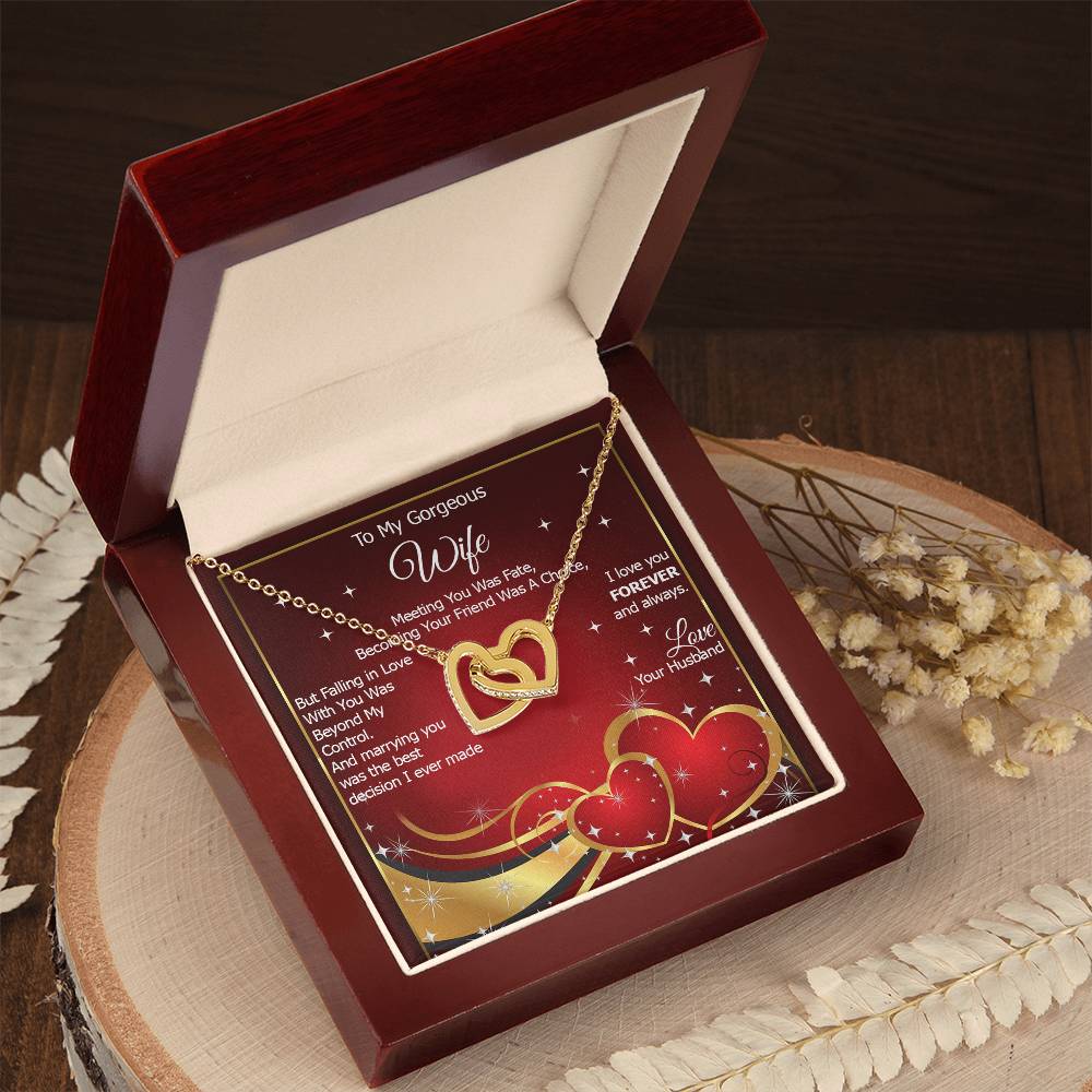 To My Gorgeous Wife I Love You Forever And Always - Interlocking Heart Necklace Interlocking Hearts Necklace