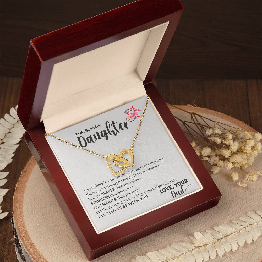 To My Beautiful Daughter - I'Ll Always Be With You Interlocking Hearts Necklace