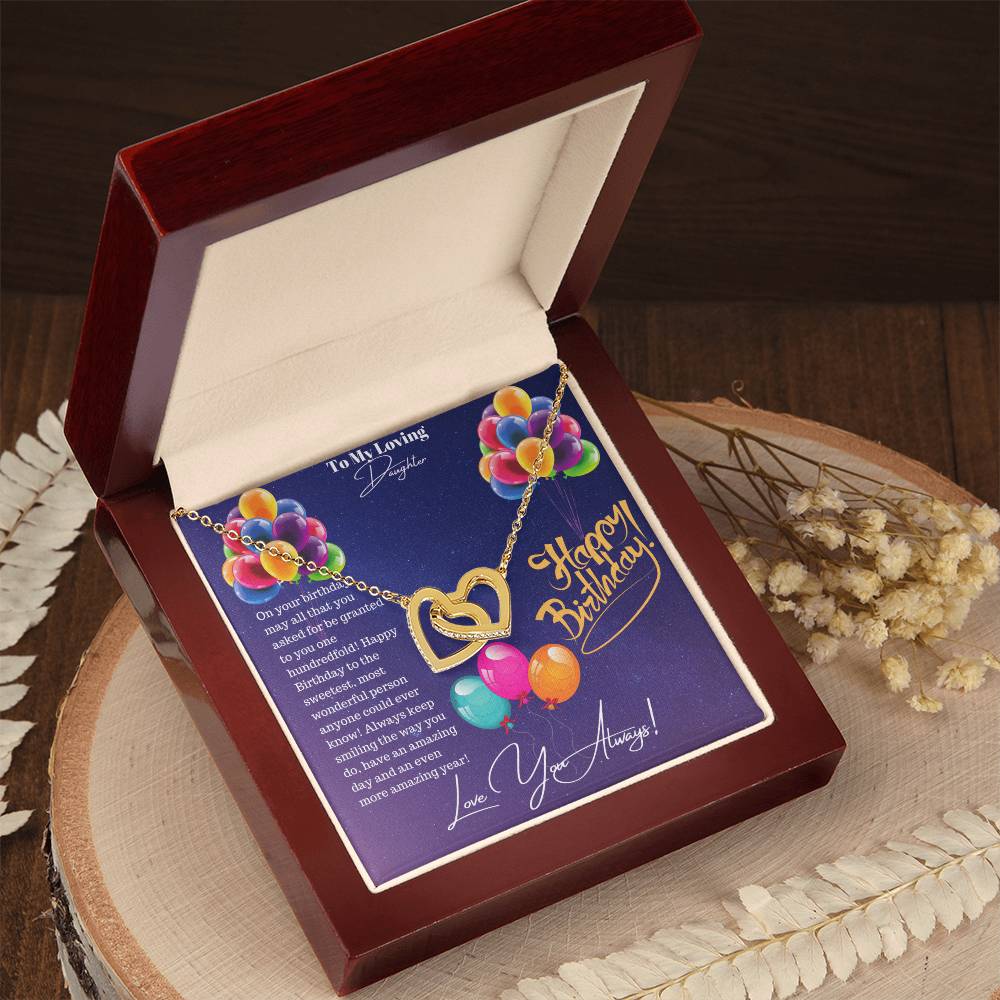 Happy Birthday Daughter Interlocking Hearts Necklace