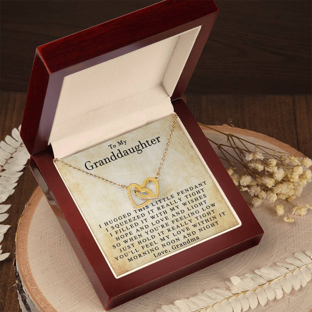 To My Granddaughter Love Grandma Interlocked Heart Necklace Interlocking Hearts Necklace