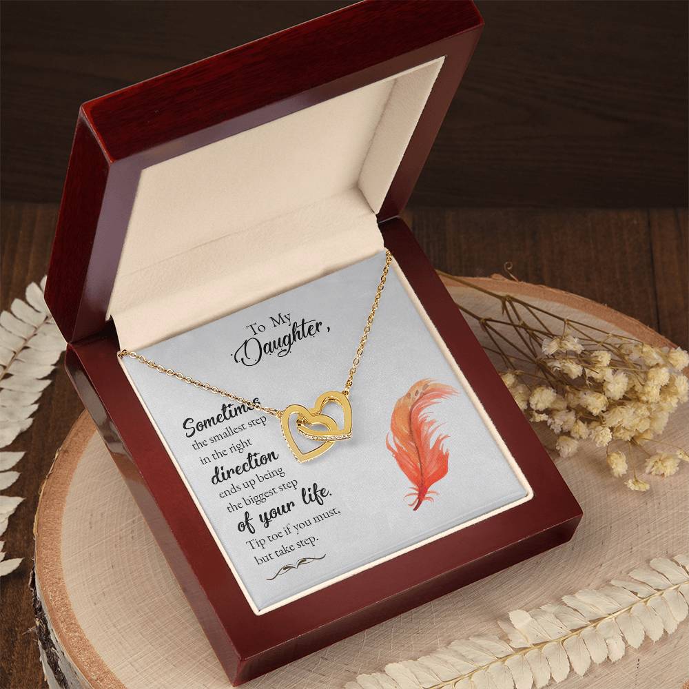 Collection Daughter -Sometimes The Smallest Step In The Right Derection - Interlocking Hearts Necklace