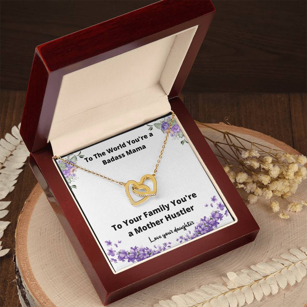 Necklace From Daughter Badass Mama Gift For Mother Gift Idea Best Mom Ever Interlocking Hearts Necklace