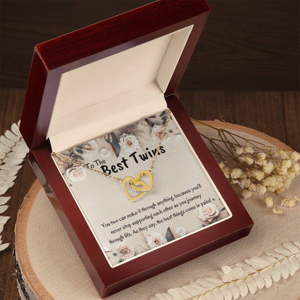 Best Twin Sister Gift Interlocking Hearts Necklace