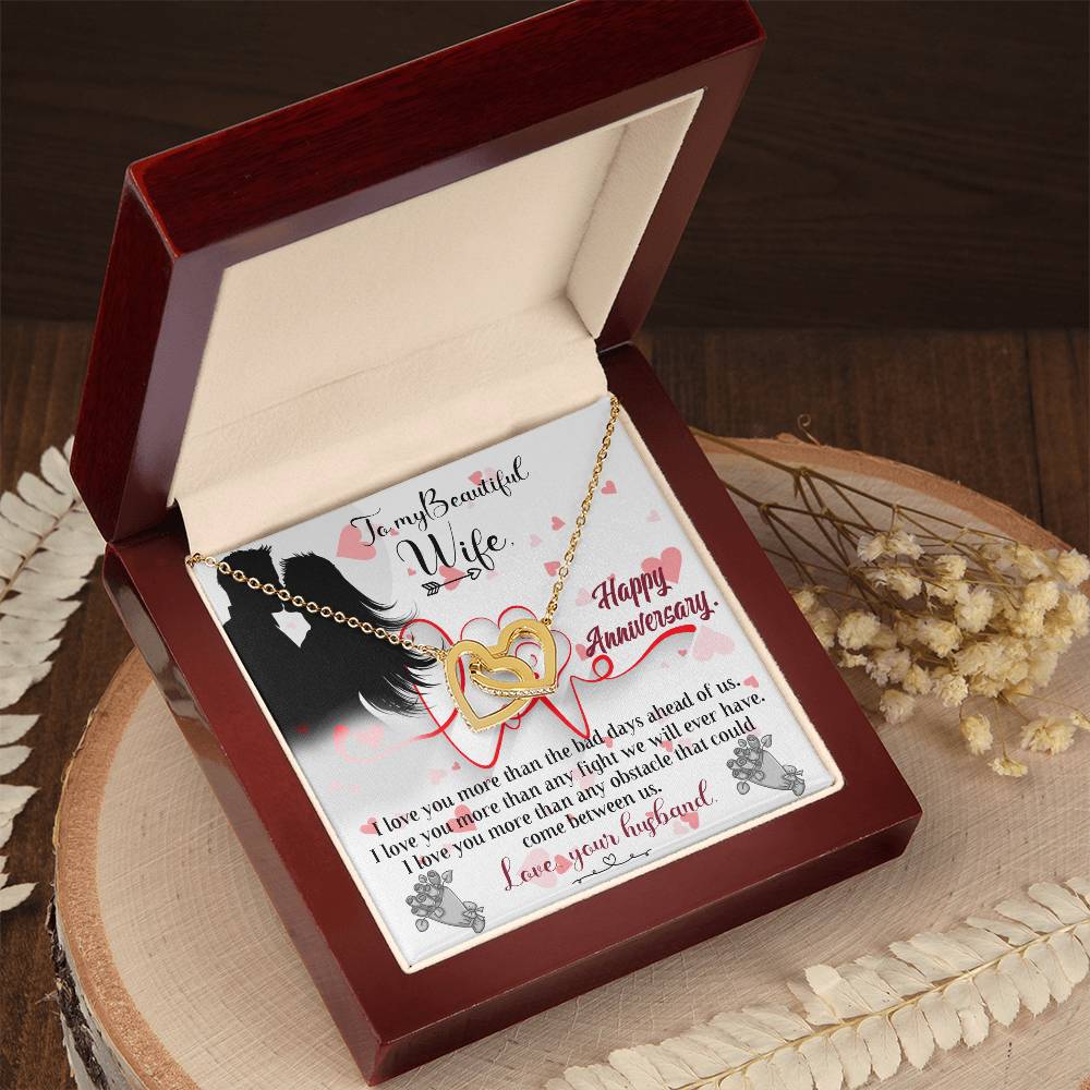 Love Birthday To My Beautiful Wife. Interlocking Hearts Necklace