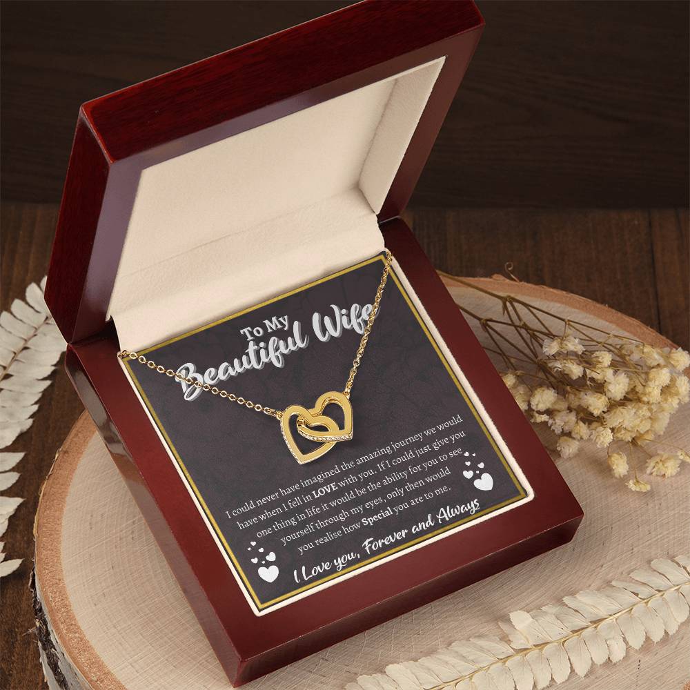 To My Beautiful Wife Interlocked Love Necklace Interlocking Hearts Necklace