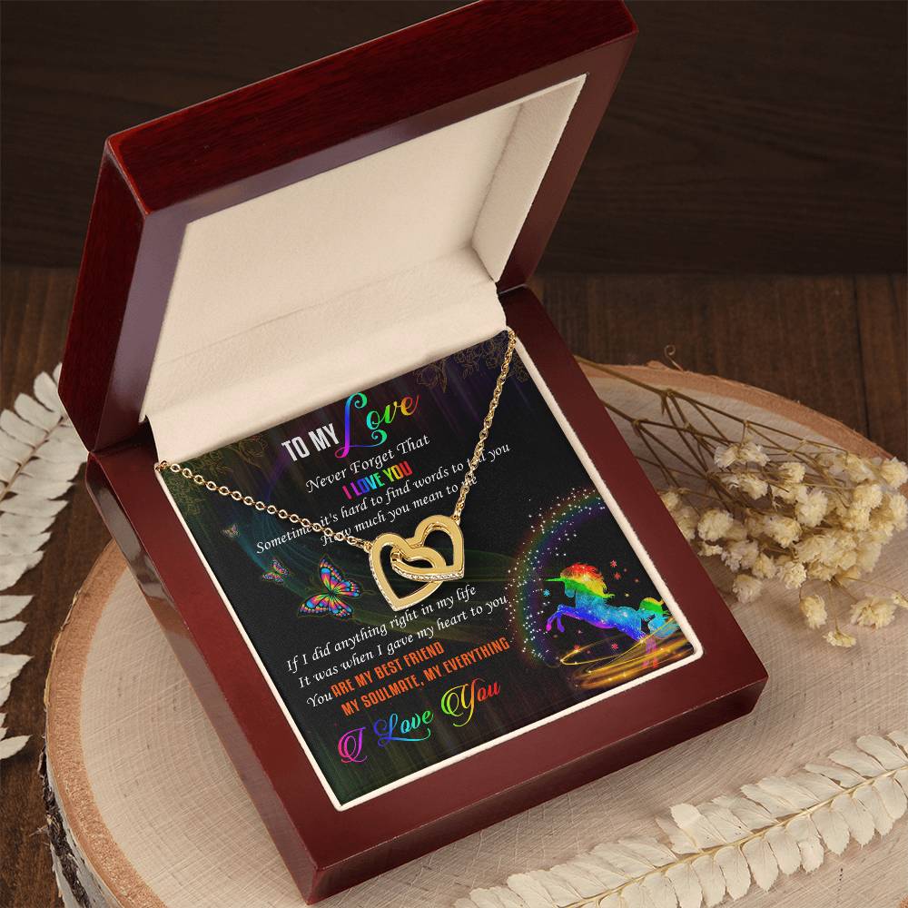 To My Love Lgbt Interlocking Hearts Necklace Message Card