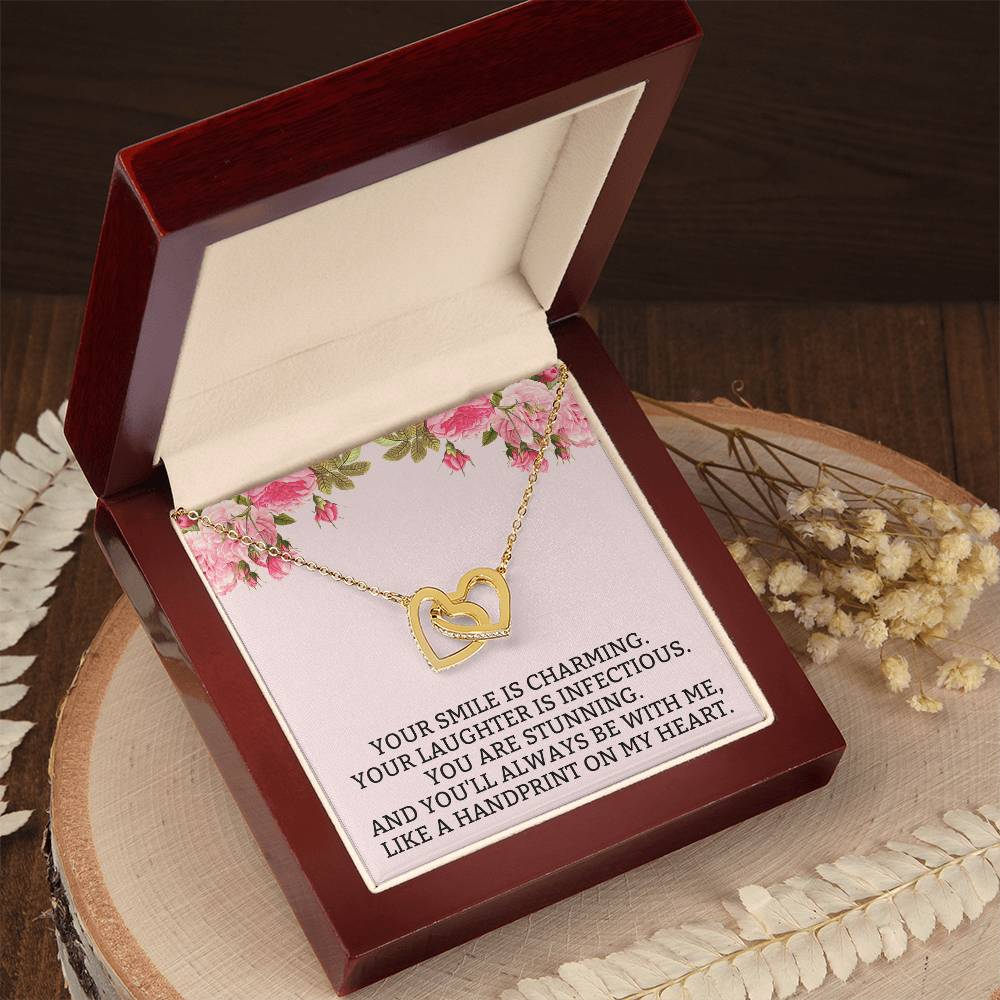 You Will Always Be With Me Interlocking Hearts Necklace