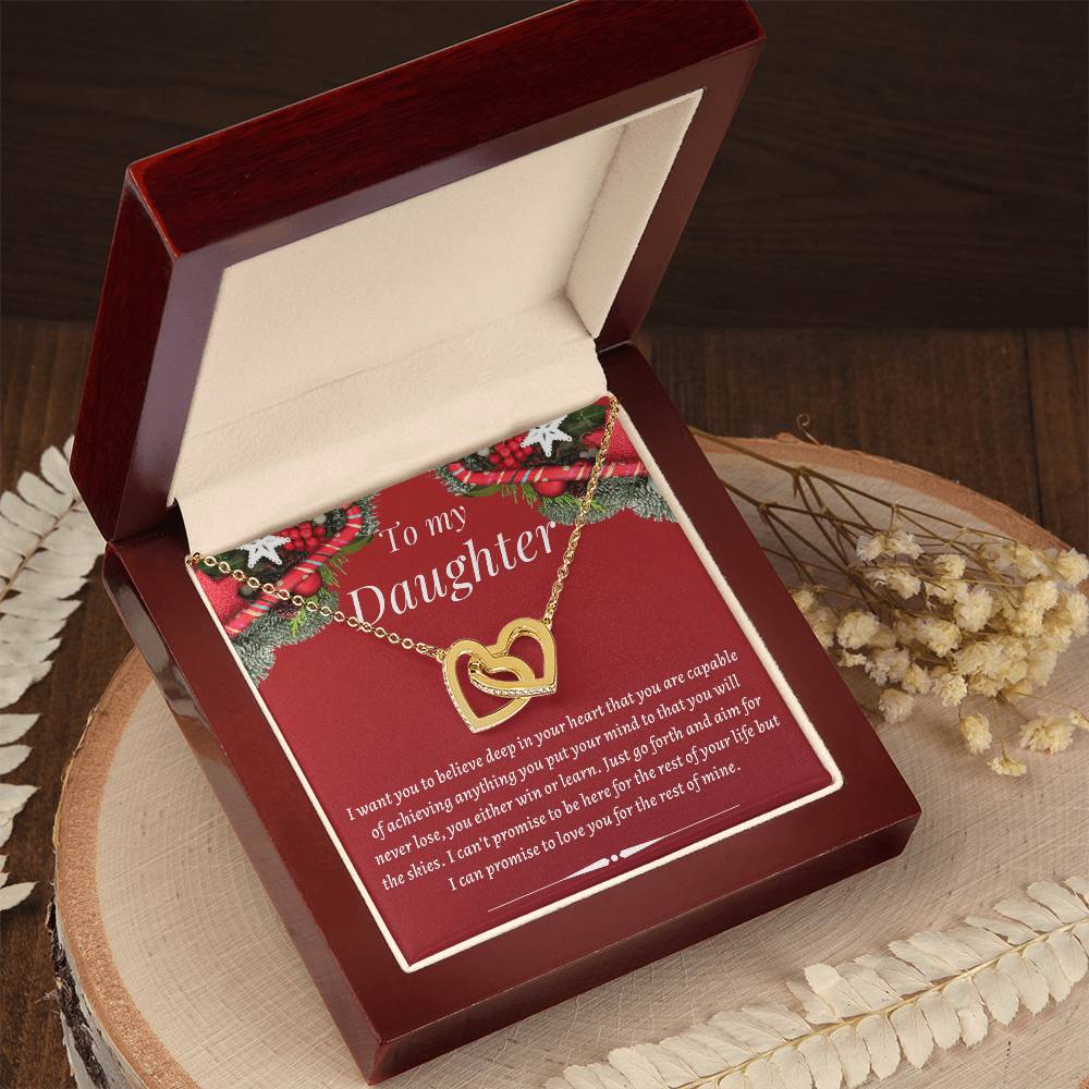 Christmas Gift To Daughter - I Can'T Promise To Be Here For The Rest Of Your Life But I Can Promise To Love You For The Rest Of Mine Interlocking Hearts Necklace