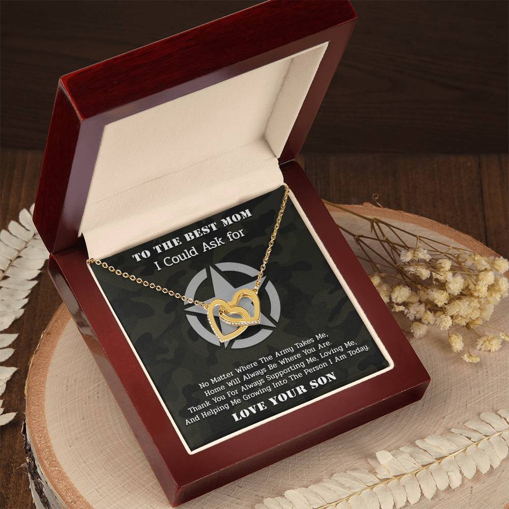 The Best Army Mom - Interlocked Necklace Interlocking Hearts Necklace