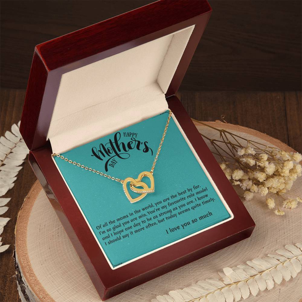 Of All Of The Moms- Interlocked Interlocking Hearts Necklace