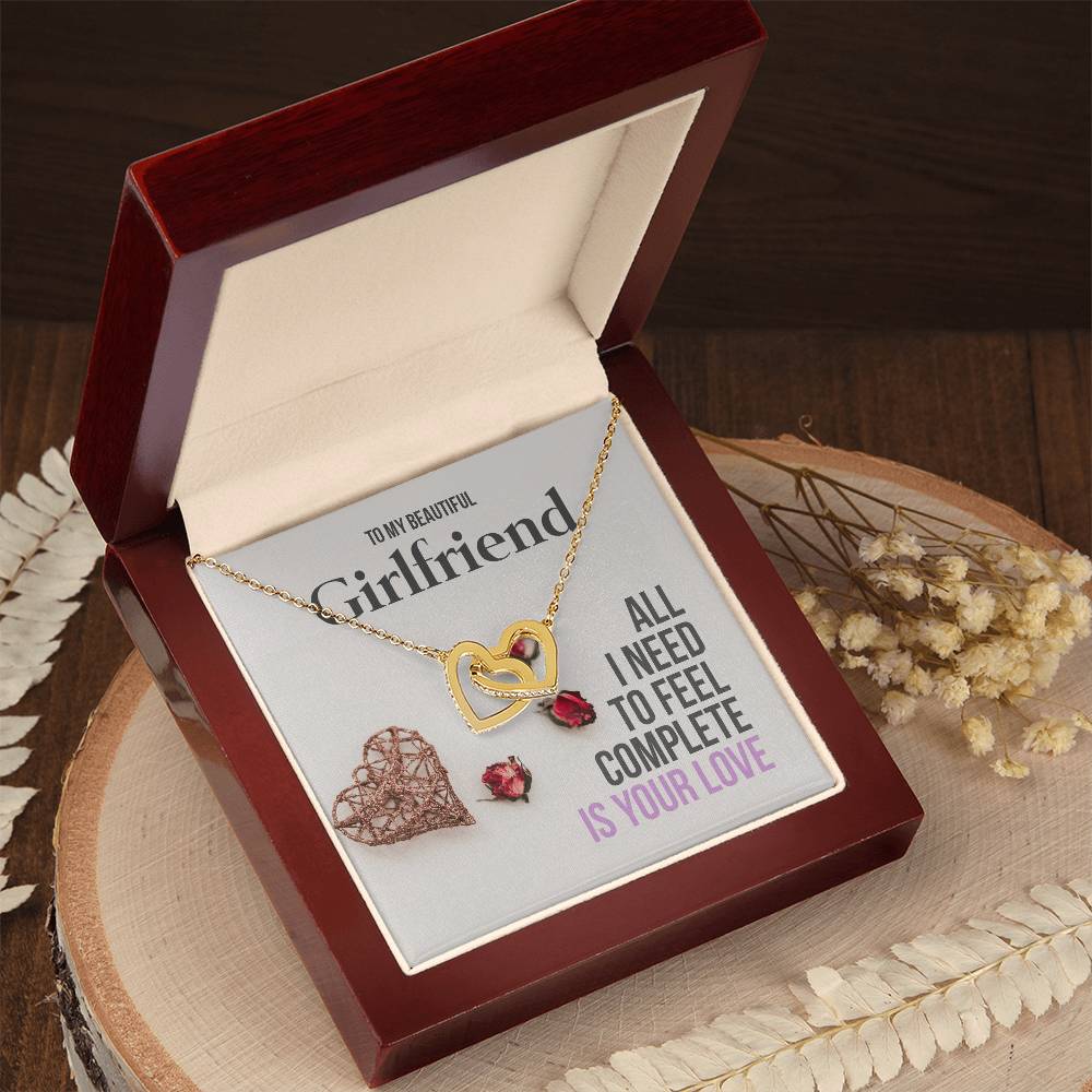 Romantic Girlfriend Necklace Gift - To My Girlfriend Interlocking Hearts Necklace