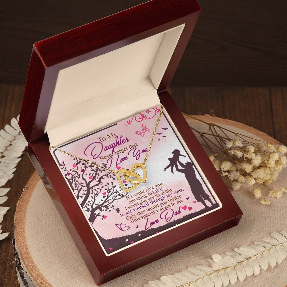 To My Daughter - Never Forget That I Love You - Interlocking Hearts Necklace