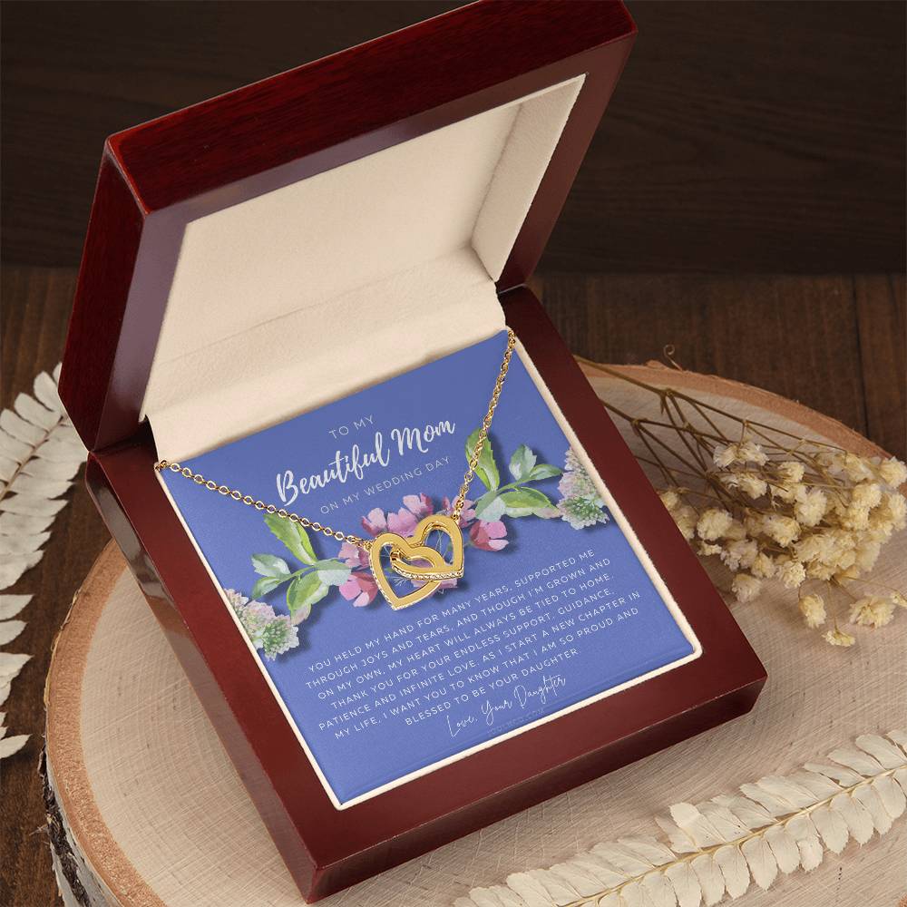 Mother Of The Bride Necklace Jewelry Gift From Bride To Mom Gift From Daughter On Wedding Day Gift For Mother On Wedding Day Interlocking Hearts Necklace
