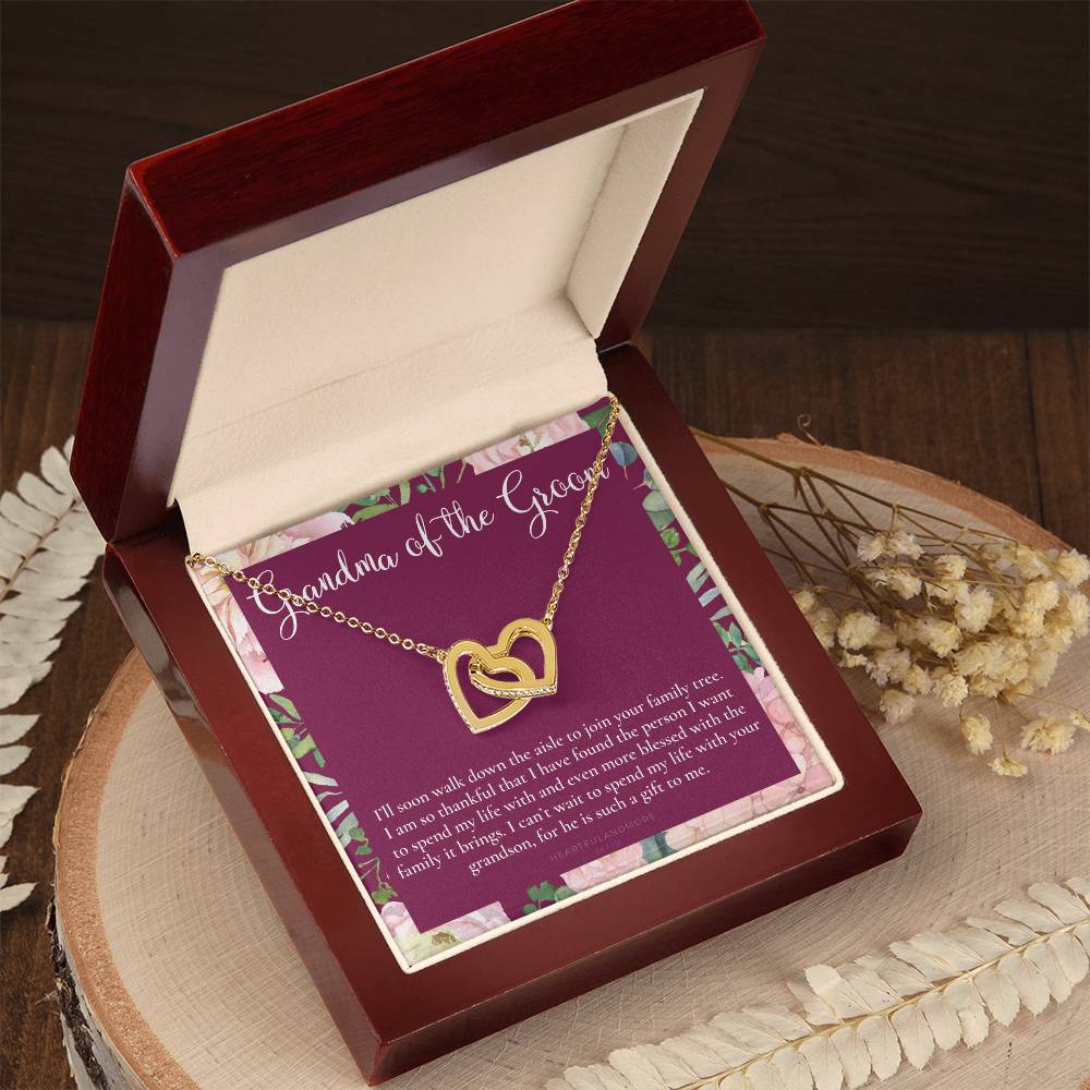 Grandmother Of The Groom Gift Necklace Grandma Wedding Gift Nana Bridal Shower Rehearsal Dinner Thank You Gift Interlocking Hearts Necklace