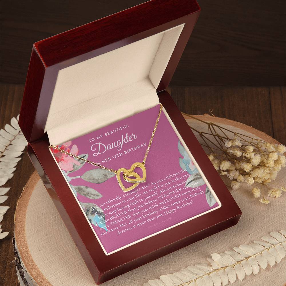 Daughter 13Th Birthday Gift Gift For 13 Year Old Girl Gifts 13Th Birthday Girl 13Th Birthday Gift Thirteenth Birthday Necklace Teen Birthday Gift Official Teenager Interlocking Hearts Necklace