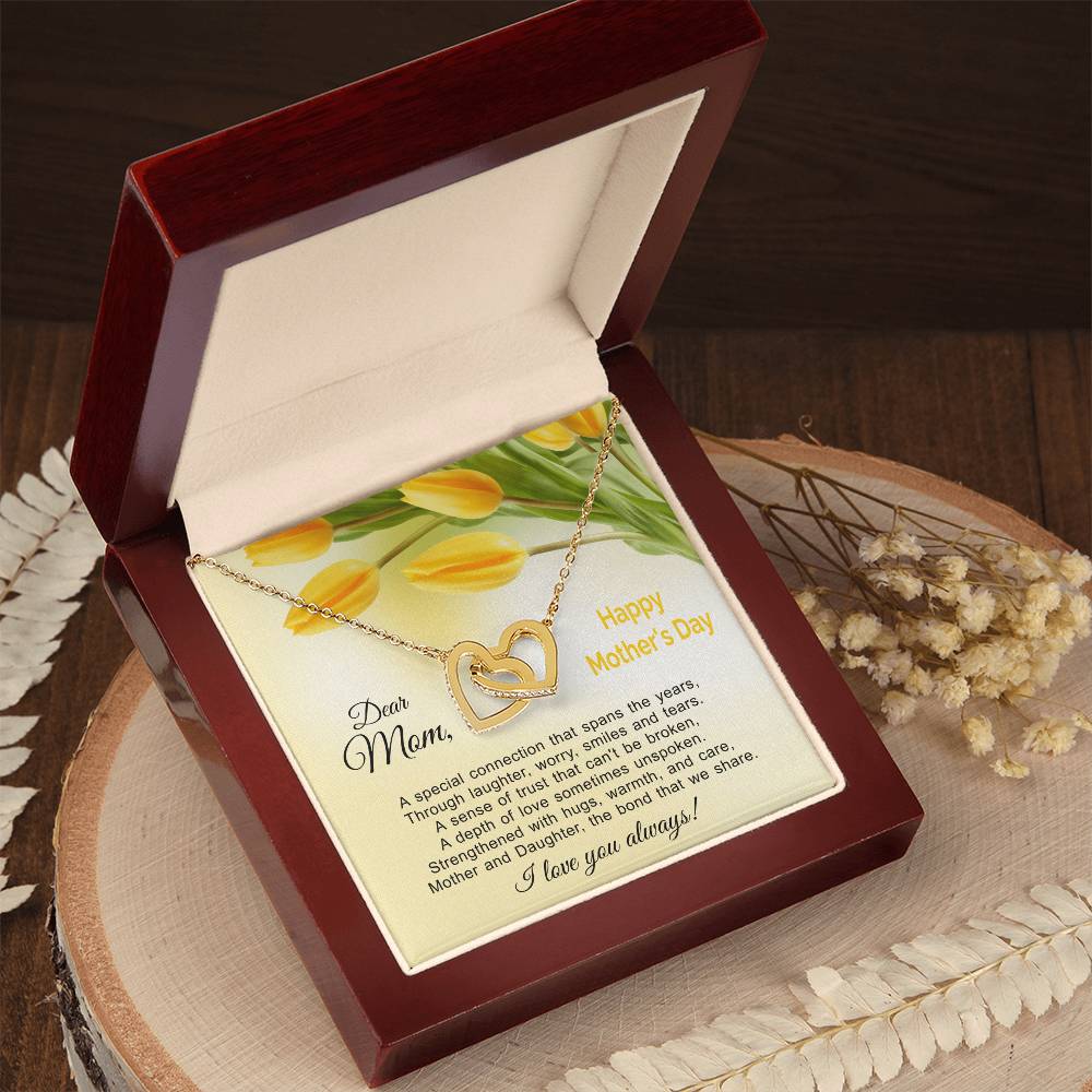 The Bond That We Share - Mother And Daughter Linked Hearts Necklace Interlocking Hearts Necklace
