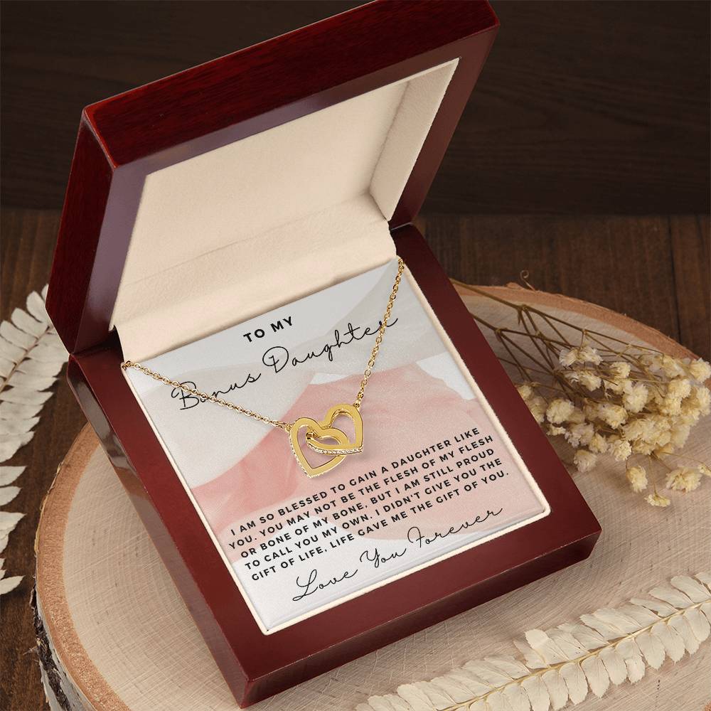 Cz Necklace Gift For Bonus Daughter Interlocking Hearts Necklace