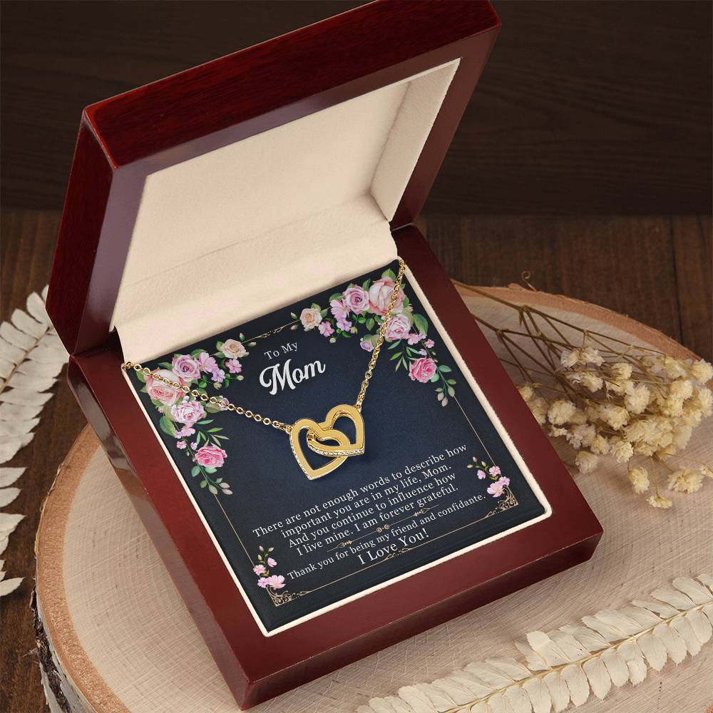 Mom - Friend And Confidante Interlocking Hearts Necklace