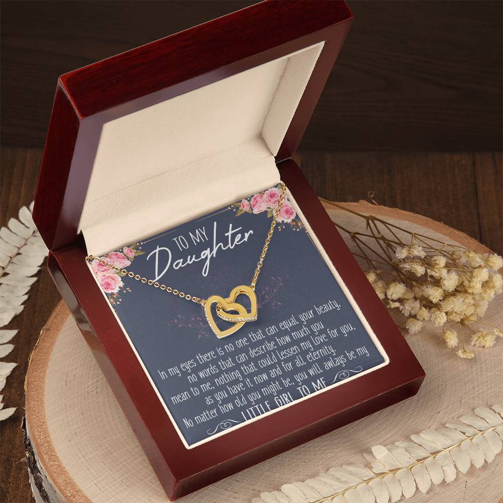 To My Daughter Interlocking Hearts Necklace Message Card