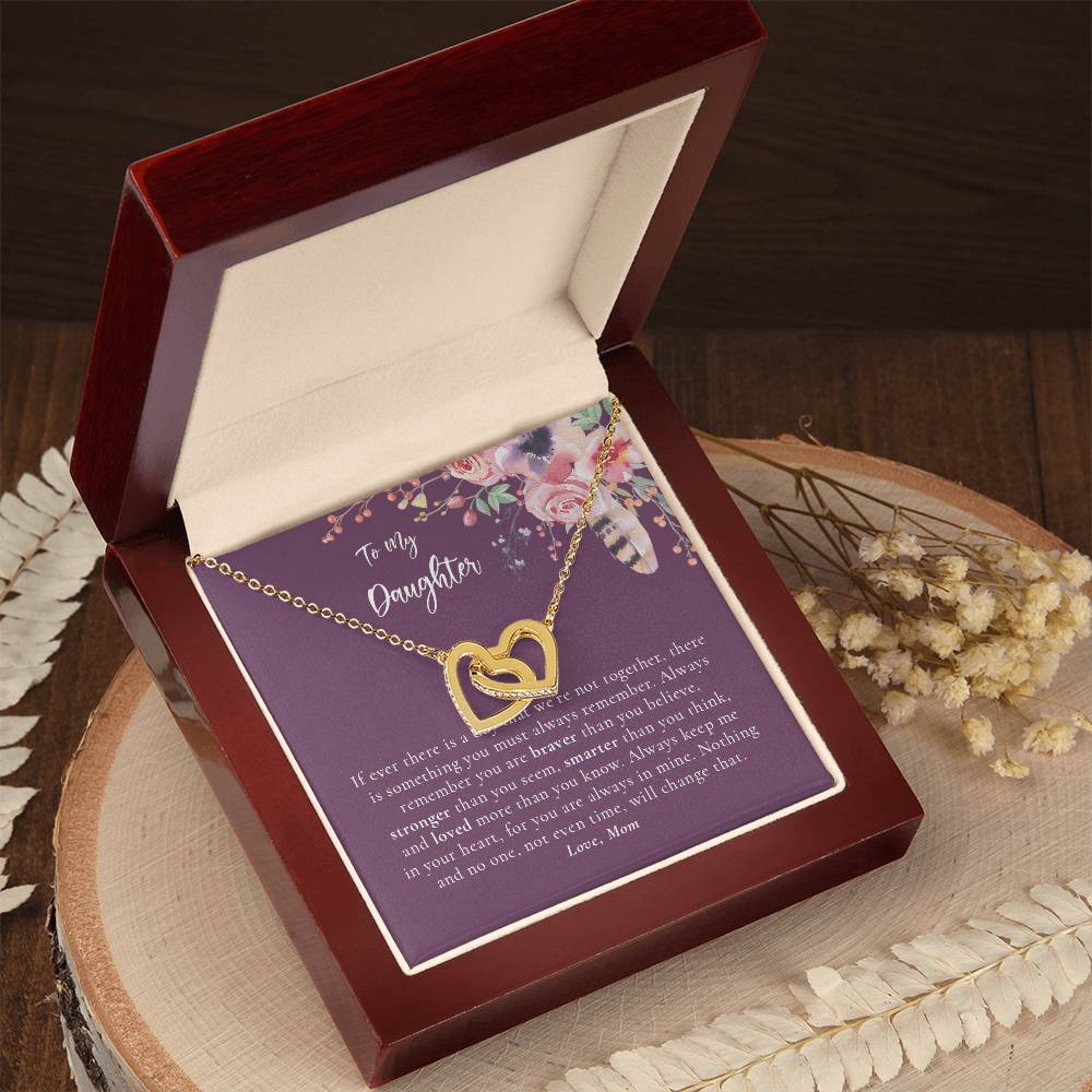 To My Daughter Necklace - Purple Interlocking Hearts Necklace
