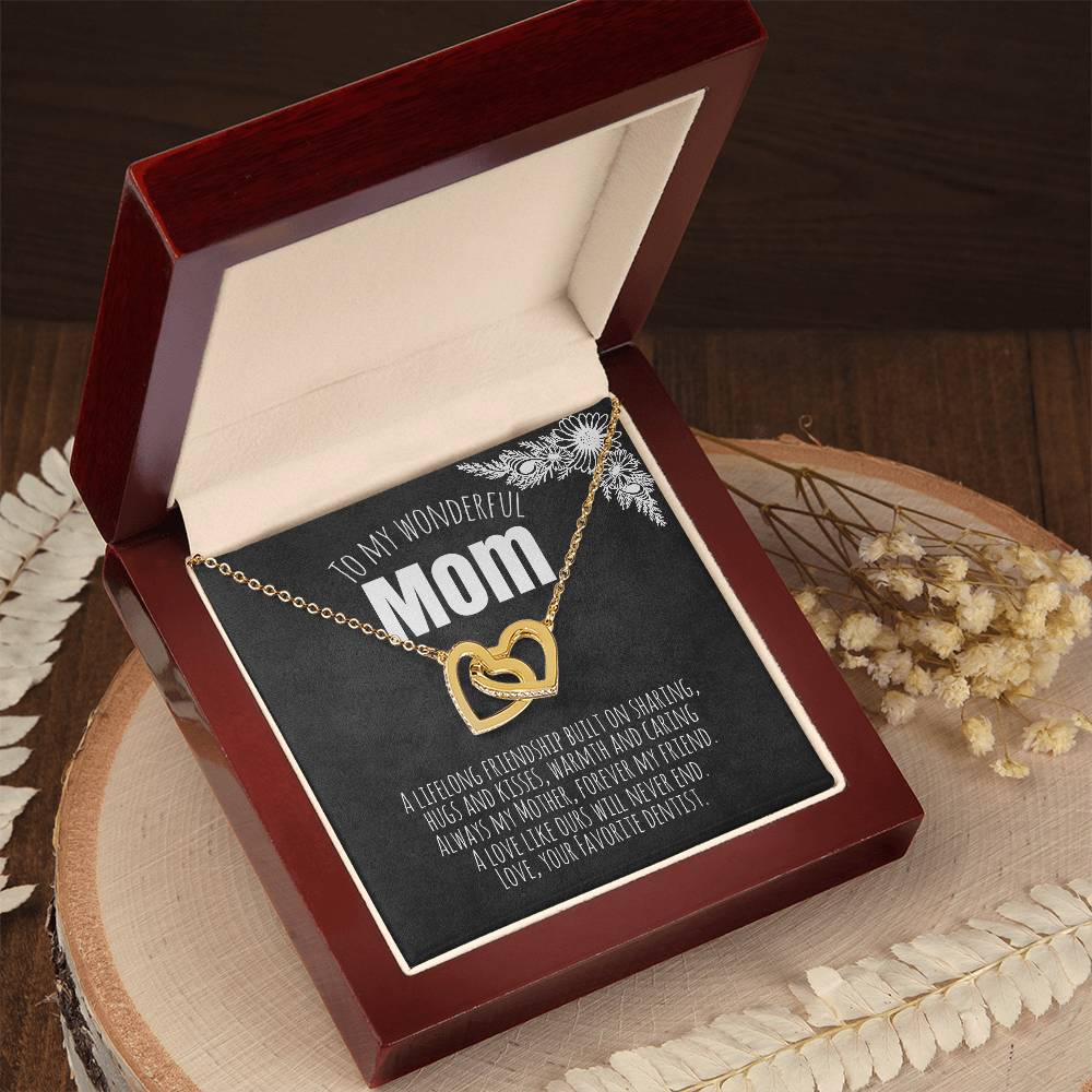 To My Wonderful Mom - Love Your Favorite Dentist Interlocking Hearts Necklace