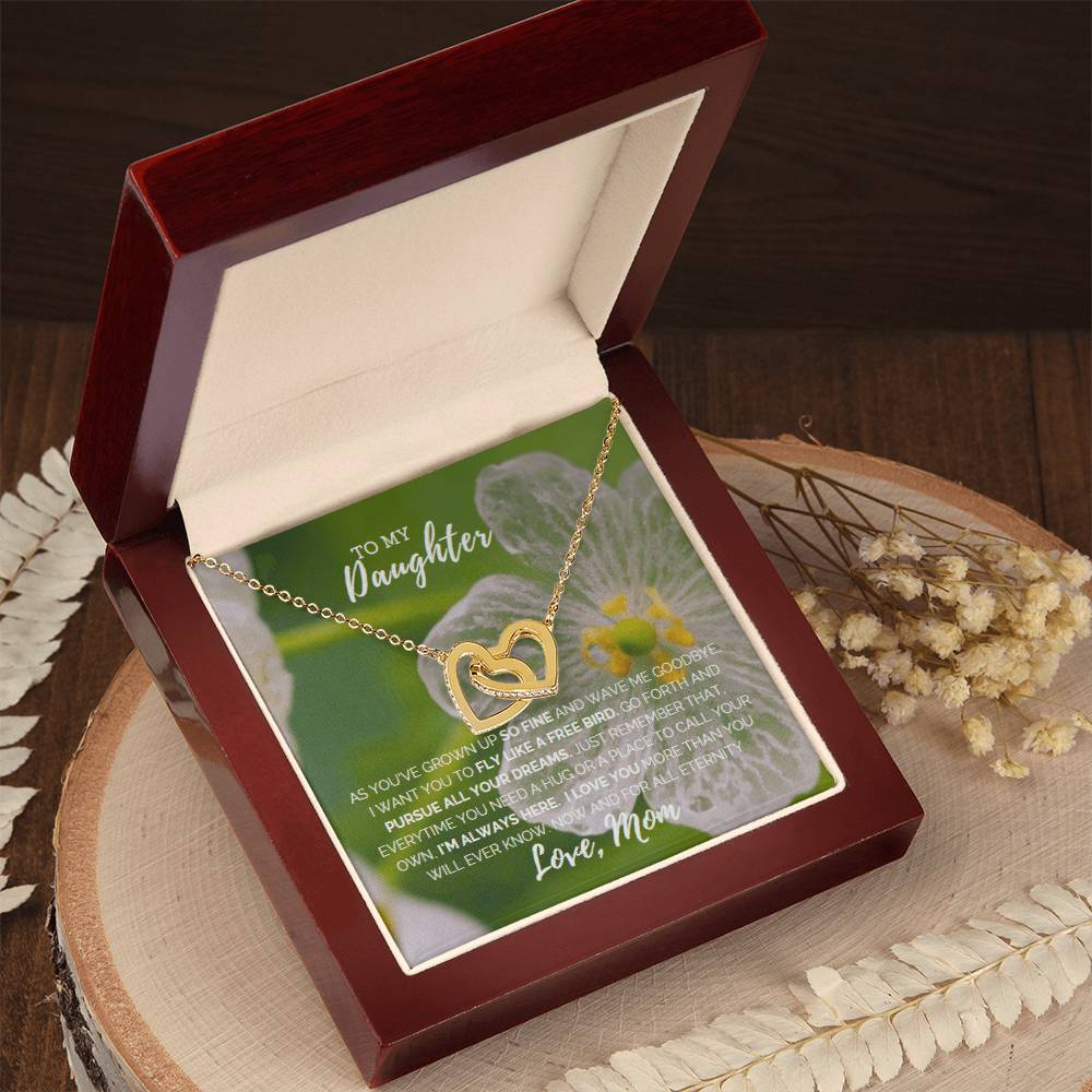Fly Like A Bird Interlocking Hearts Necklace