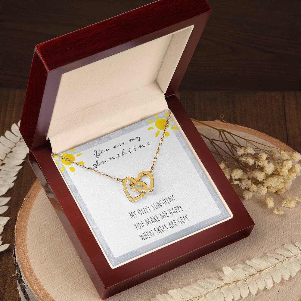 You Are My Sunshine Interlocking Hearts Necklace