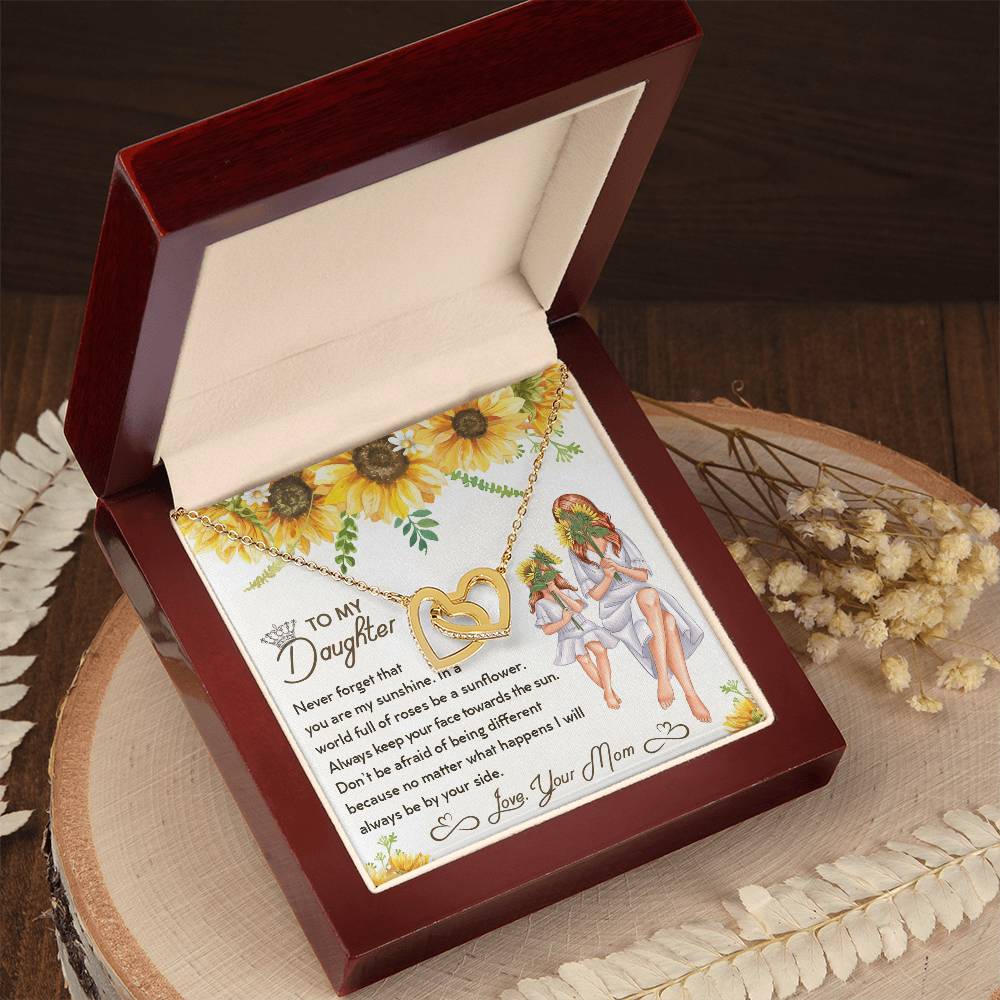 To My Daughter - Unique Interlocking Hearts Binding Necklace Gift Set Interlocking Hearts Necklace