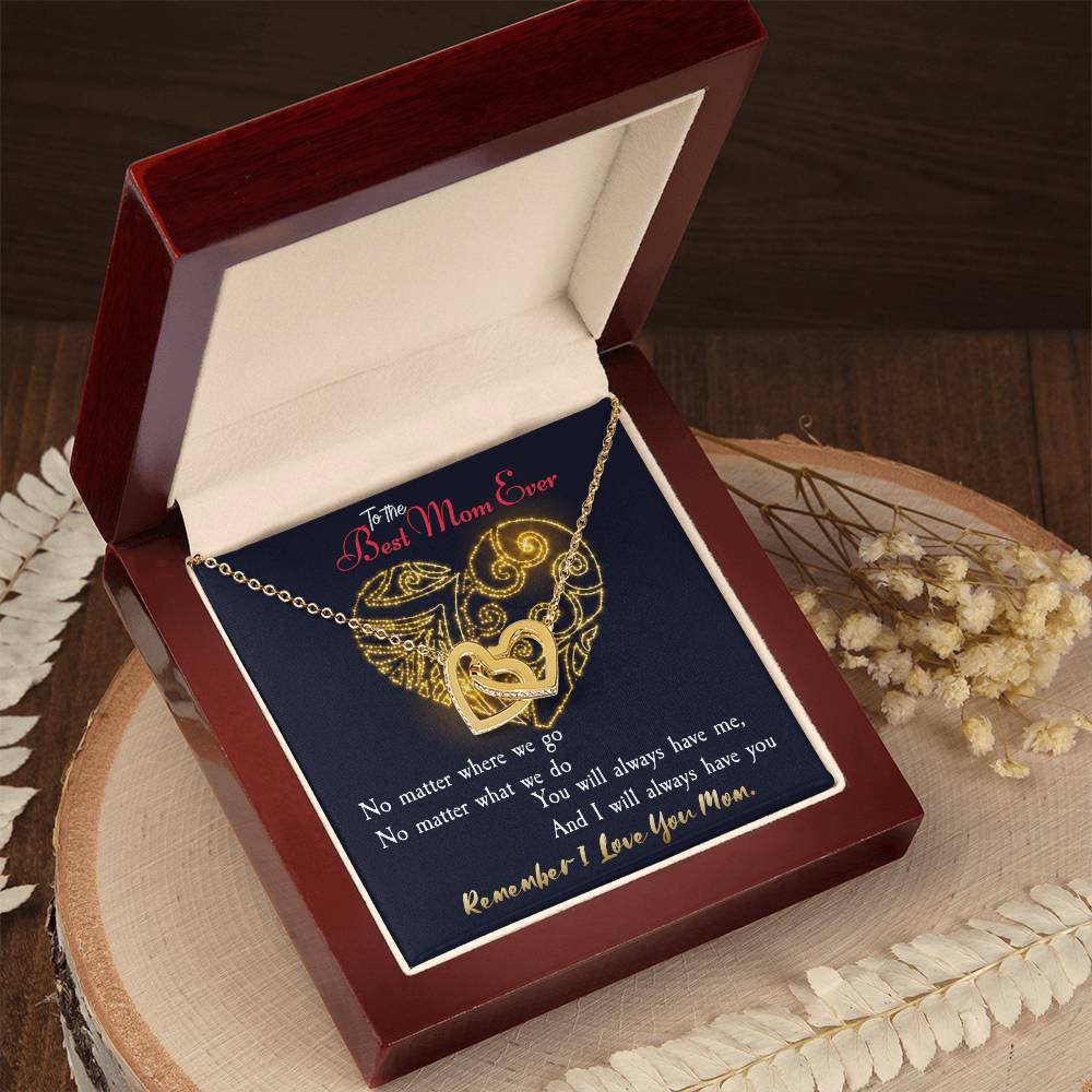 To The Best Mom Ever. Meaningful Present For Mother. Interlocking Hearts Necklace