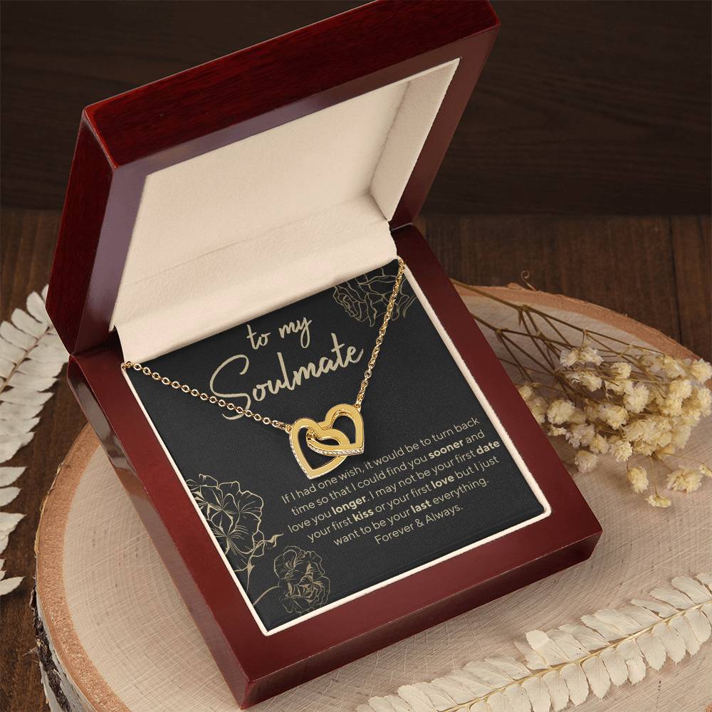 To My Soulmate - I Love You Forever And Always Interlocking Hearts Necklace